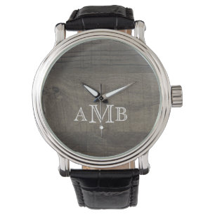 Monogrammed Wood-Look  Watch