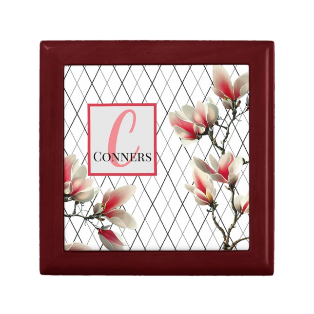 Monogrammed Wooden Jewelry Keepsake Box (Front)