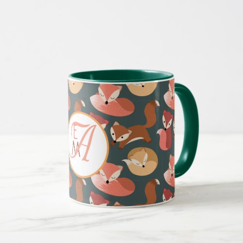 Monogrammed Woodland Fox Fall Colors Autumn Mug