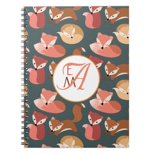 Monogrammed Woodland Fox Fall Colors Autumn Notebook