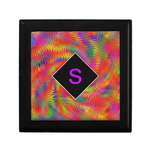 Monogrammed Woven Rainbow Jewelry Box (Front)