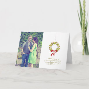 Monogrammed Wreath - Holiday Photo Card