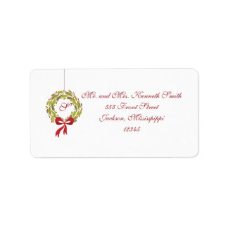 Monogrammed Wreath - Return Address Label
