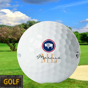 Monogrammed Wyoming Flag & Wyoming, USA Golf Golf Balls