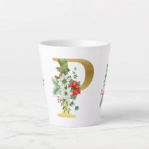 Monogrammed Xmas Latte Mug-Gold Letter Latte Mug