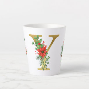 Monogrammed Xmas Latte Mug- Gold Letter Latte Mug