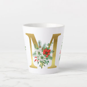 Monogrammed Xmas Latte Mug-Gold Letter Latte Mug