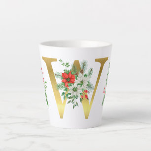 Monogrammed Xmas Latte Mug-Gold Letter Mug