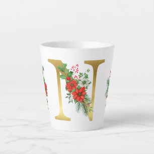 Monogrammed Xmas Latte Mug-Gold Letter Mug