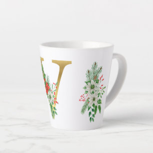 Monogrammed Xmas Latte Mug-Gold Letter Mug