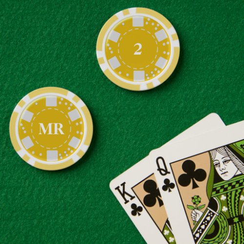 Monogrammed Yellow 2 Poker Chips