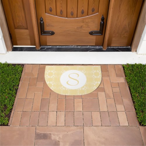 Monogrammed Yellow And White Pattern Doormat