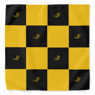 Monogrammed Yellow & Black Checked Bandana