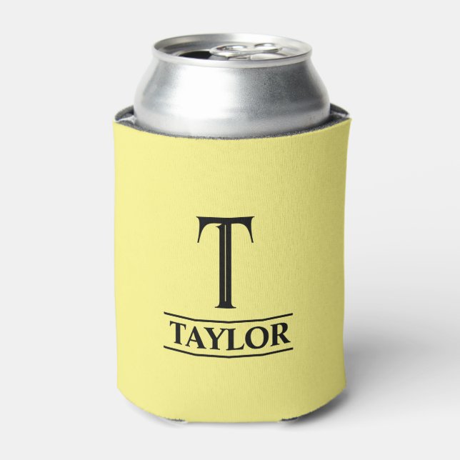 Monogrammed Yellow  Can Cooler (Can Front)
