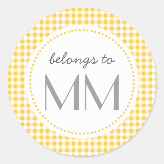 Monogrammed Yellow Gingham - DIY Tags (Front)