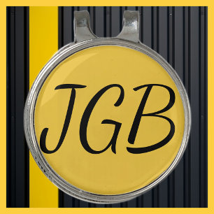 Monogrammed Yellow Gold Golf Hat Clip Ball Marker