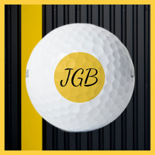 Monogrammed Yellow Gold or Choose Color Background Golf Balls