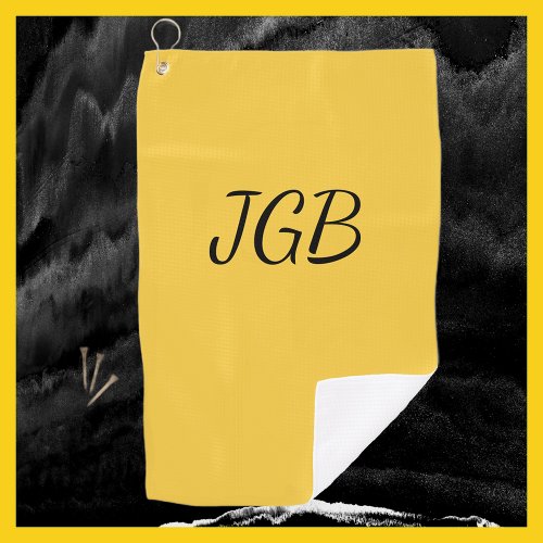 Monogrammed Yellow Gold or Choose Color Background Golf Towel