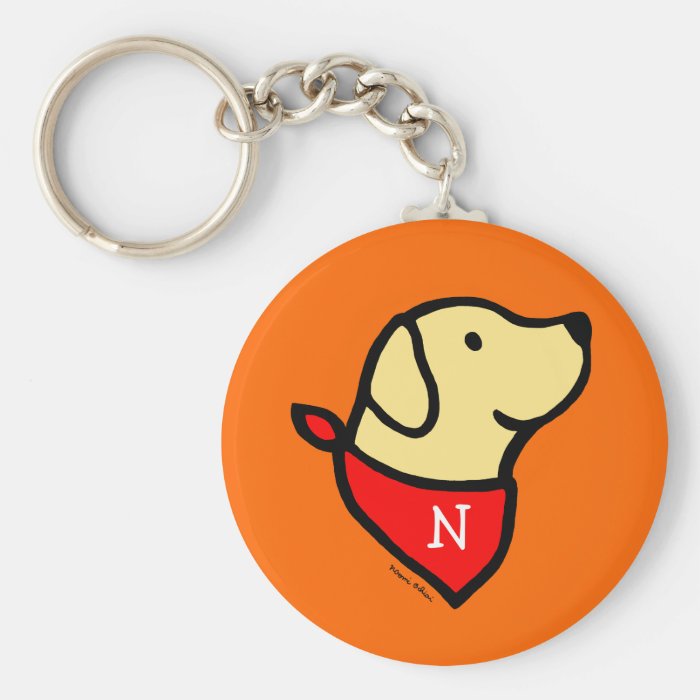 Monogrammed Yellow Lab & Scarf Cartoon Key Chains