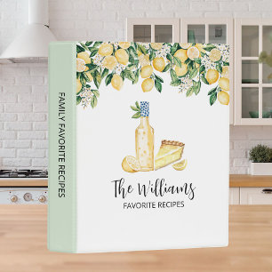 Monogrammed Yellow Lemon Tree Family Recipe Mini Binder