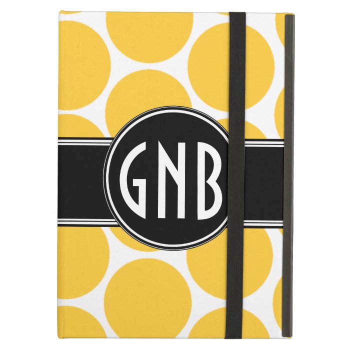 MONOGRAMMED YELLOW POLKA DOTS PATTERN iPad AIR CASES