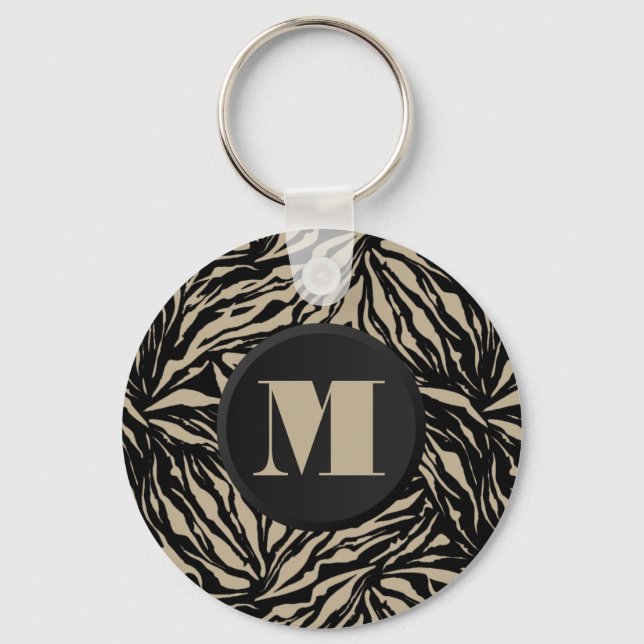 Monogrammed Zebra Animal Print Keychain (Front)