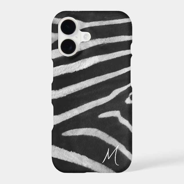Monogrammed Zebra Fur Pattern Cute Case-Mate iPhone Case (Back)