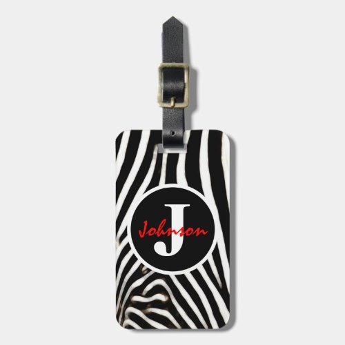 Monogrammed Zebra Luggage Tag