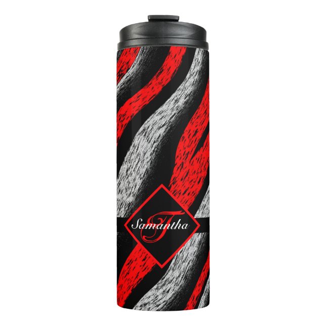 Monogrammed Zebra Pattern Thermal Tumbler (Front)