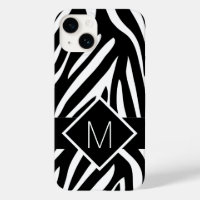 Monogrammed Zebra Print Black and White Lines