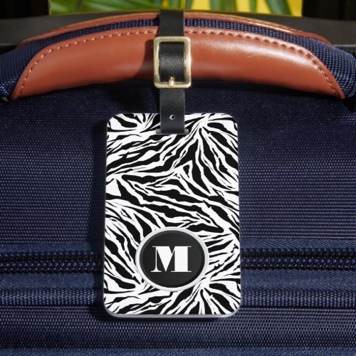 Monogrammed Zebra Stripes Luggage Tag