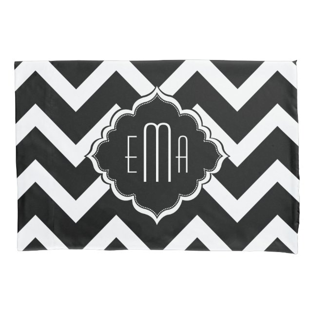 Monogrammed Zigzag Chevron Pattern Pillowcase (Front)