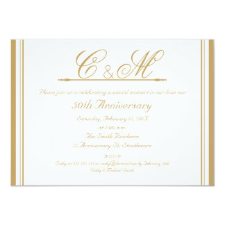 Monograms 50th Wedding Anniversary Invitation