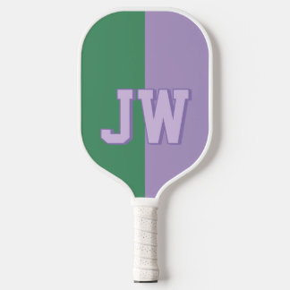 Monograms Add your name Purple & Green Pickleball Paddle