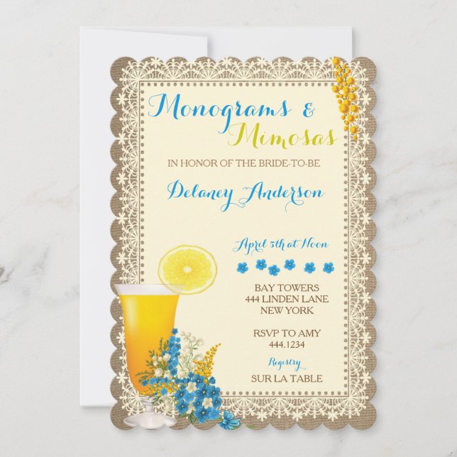 Monograms and Mimosas Bridal Shower Invitations (Front)