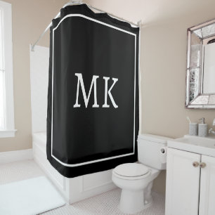 Monograms Black White Stylish Custom Color Modern Shower Curtain