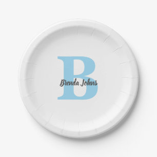 Monograms Blue Baby Showers Bridal Shower Birthday Paper Plates