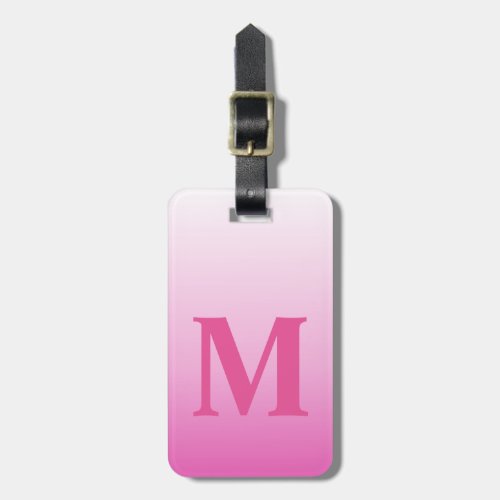 monograms blush pink magenta cherry blossom pink luggage tag