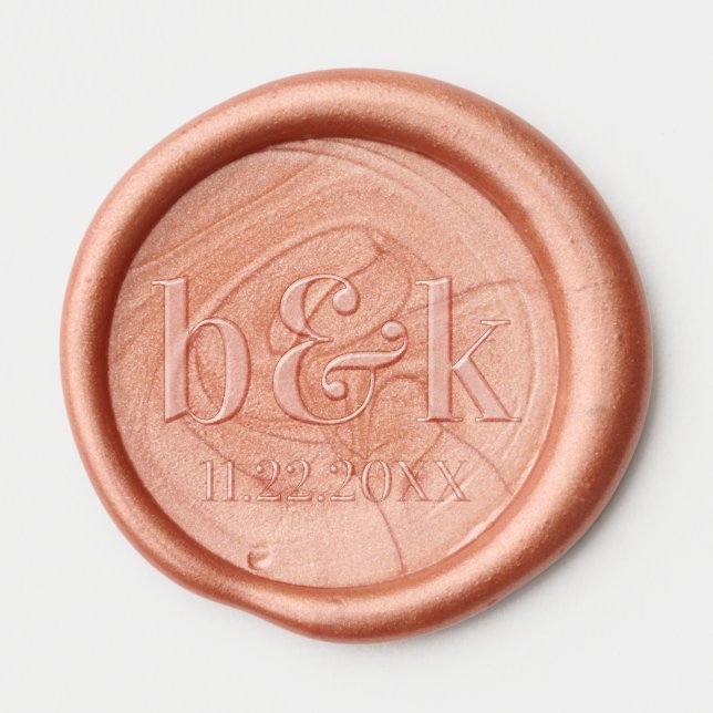 Monograms Bride Groom DIY Wedding COPPER PEACH Wax Seal Sticker (Front)