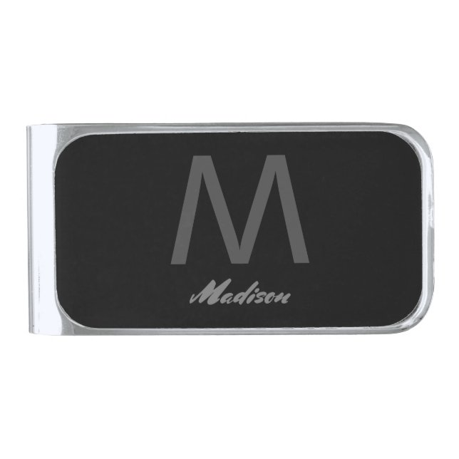 Monograms Bridesmaid Groomsmen Wedding Gift Favor Silver Finish Money Clip (Front)