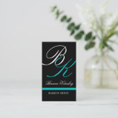 Monograms Business Cards Makeup Artist Blue (Standing Front)
