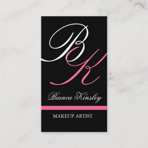 Monograms Business Cards Makeup Artist Pink
