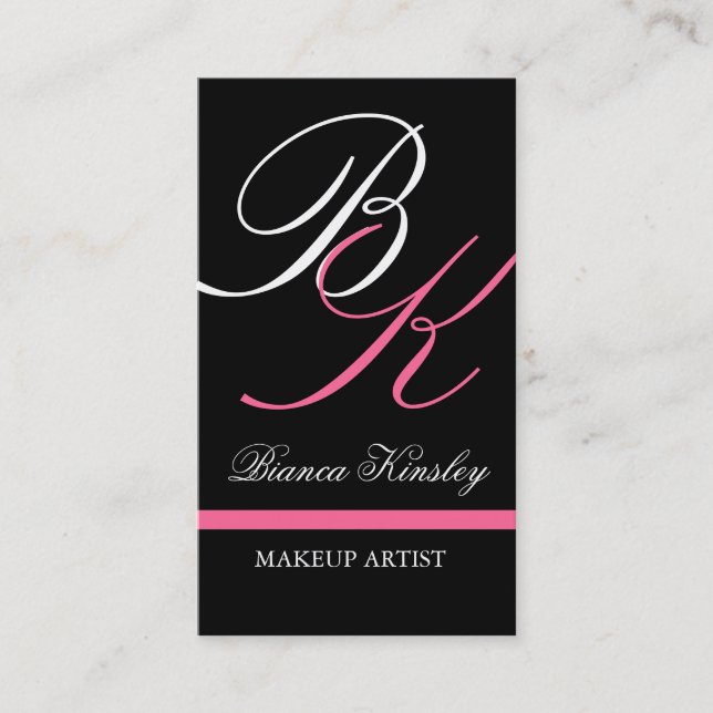 Monograms Business Cards Makeup Artist Pink (Front)