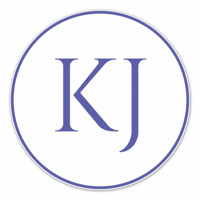 Monograms Couple Name Blue Initial Letters Wedding Sticker (Front)