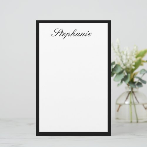 Monograms Custom Name Black White Minimal Wedding Stationery