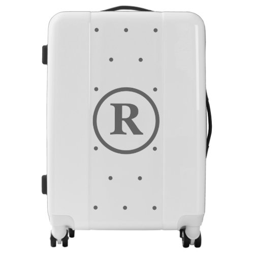 Monograms Custom Name Polka Dots Grey Gray White Luggage