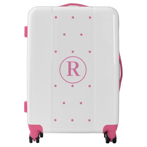Monograms Custom Name Polka Dots Pink White Cute Luggage