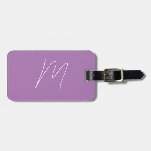 Monograms Custom Name Script Purple Lavender White Luggage Tag