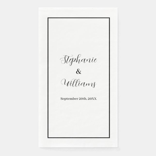 Monograms Custom Name Wedding Simple Minimal 2024 Paper Guest Towels (Front)