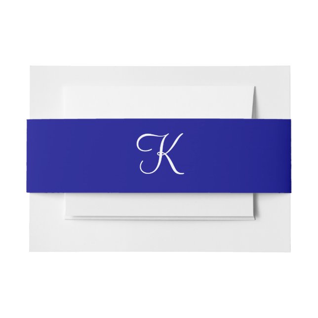 Monograms Dark Blue Invitation Belly Band (Front Example)